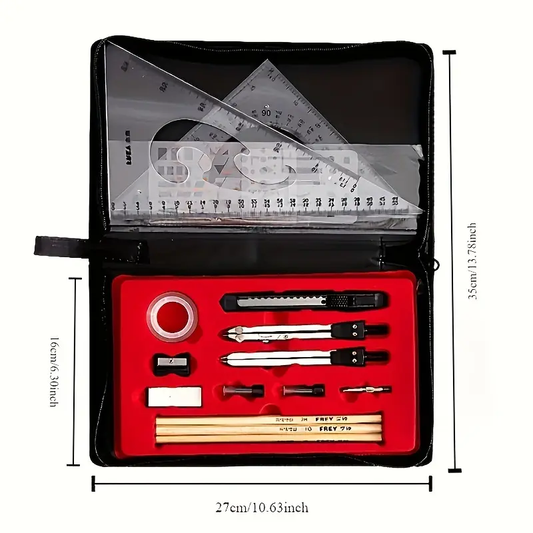 19pcs Special Thong Ruler Combination Toolkit | Practical University Construction Machinery Graphic Design Chemistry Major CAD Drawing Pictures Circular Measuring Instruments Ruler Gauge Set